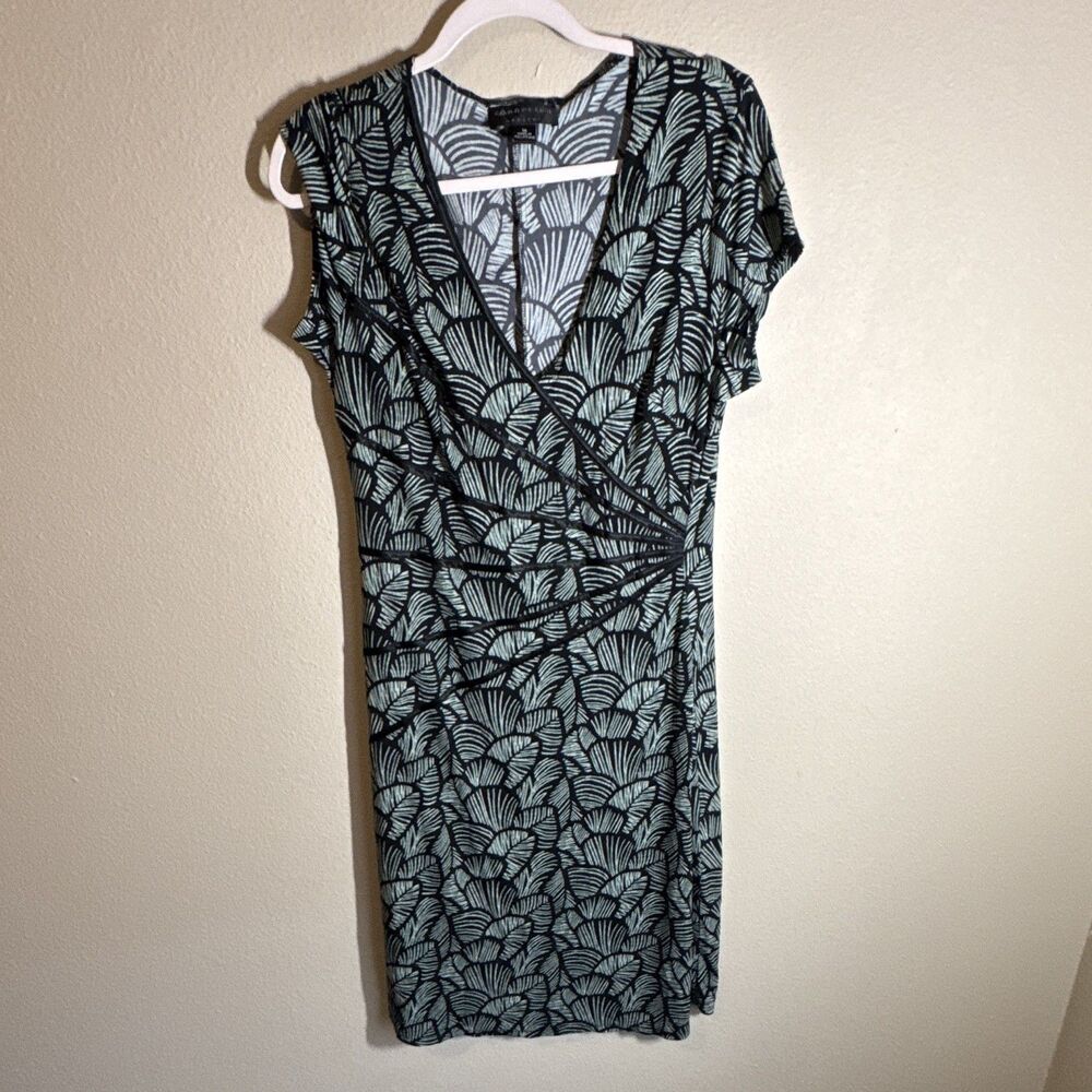Connected Apparel Women’s Sheath Dress Size 16 Black/White Geometric Ruched
